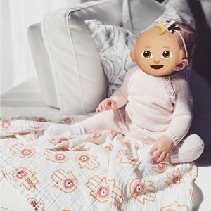 Pink Hamsa Evil Eye Swaddle Blanket